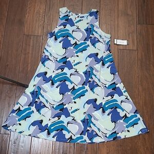 NWT Nine West Abstract Blue & White Sleeveless Dress size 6